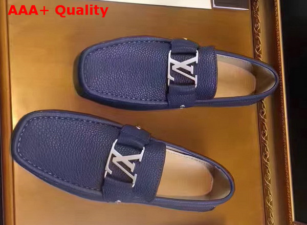 Louis Vuitton Monte Carlo Car Shoes in Navy Blue Grained Calf Leather 812650 Replica