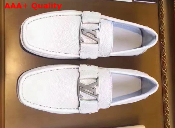 Louis Vuitton Monte Carlo Car Shoes in White Grained Calf Leather 812650 Replica