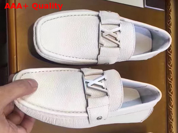 Louis Vuitton Monte Carlo Car Shoes in White Grained Calf Leather 812650 Replica