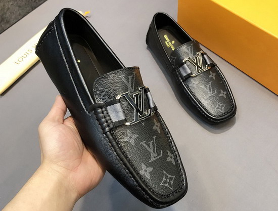 Louis Vuitton Monte Carlo Moccasin Black Calf Leather and Monogram Eclipse Canvas Replica