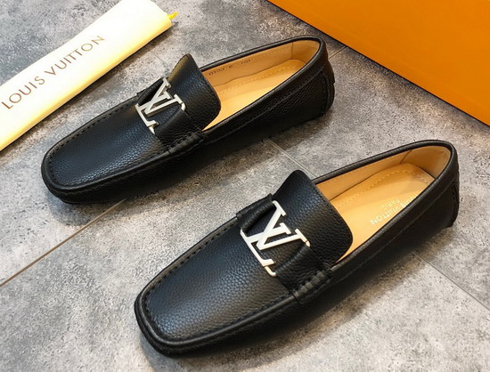 Louis Vuitton Monte Carlo Moccasin Black Grained Calf Leather Replica