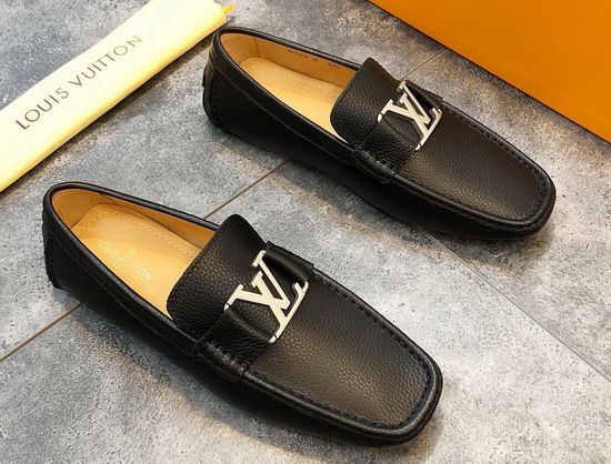 Louis Vuitton Monte Carlo Moccasin Black Grained Calf Leather Replica