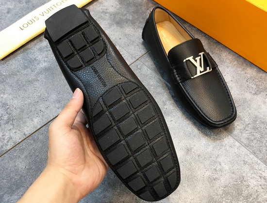 Louis Vuitton Monte Carlo Moccasin Black Grained Calf Leather Replica