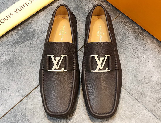 Louis Vuitton Monte Carlo Moccasin Brown Grained Calf Leather Replica