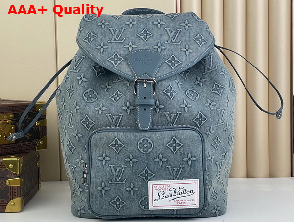 Louis Vuitton Montsouris Backpack Monogram Washed Denim Coated Canvas M22534 Replica