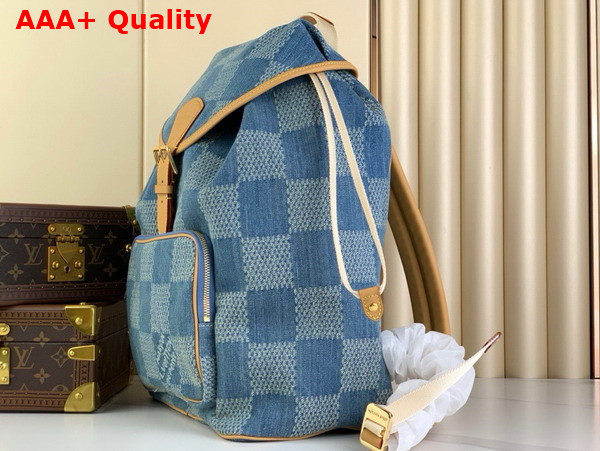 Louis Vuitton Montsouris Backpack in Blue Damier Denim 3D Cotton Canvas N40708 Replica