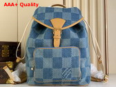 Louis Vuitton Montsouris Backpack in Blue Damier Denim 3D Cotton Canvas N40708 Replica