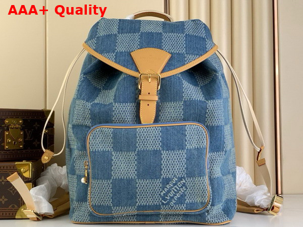 Louis Vuitton Montsouris Backpack in Blue Damier Denim 3D Cotton Canvas N40708 Replica