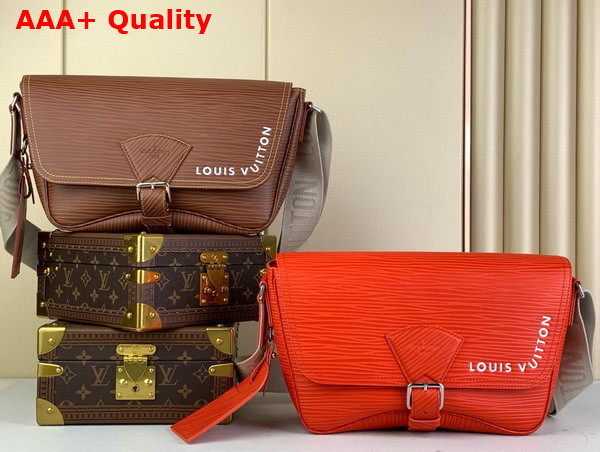 Louis Vuitton Montsouris Messenger Bag in Cognac Calfskin Embossed with the Houses Epi Motif M23097 Replica