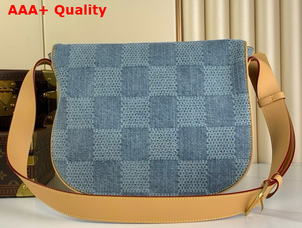 Louis Vuitton Montsouris Messenger MM in Blue Damier Denim 3D Coated Canvas N40743 Replica