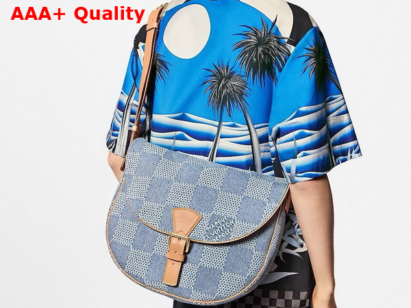 Louis Vuitton Montsouris Messenger MM in Blue Damier Denim 3D Coated Canvas N40743 Replica