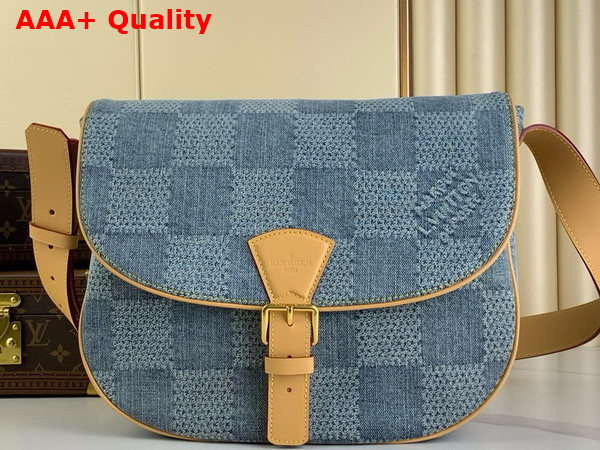 Louis Vuitton Montsouris Messenger MM in Blue Damier Denim 3D Coated Canvas N40743 Replica