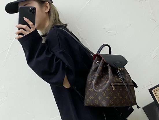 Louis Vuitton Montsouris PM Backpack in Monogram Canvas and Black Cowhide Leather M45515 Replica