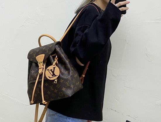 Louis Vuitton Montsouris PM Backpack in Monogram Canvas and Natural Cowhide Leather M45501 Replica