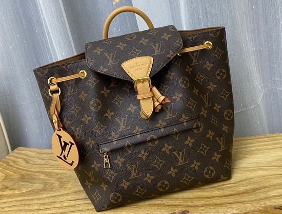 Louis Vuitton Montsouris PM Backpack in Monogram Canvas and Natural Cowhide Leather M45501 Replica