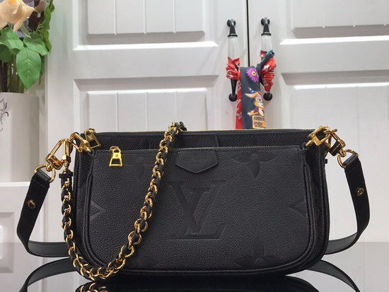 Louis Vuitton Multi Pochette Accessoires Black Monogram Empreinte Leather M80399 Replica