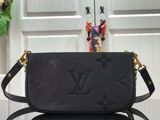 Louis Vuitton Multi Pochette Accessoires Black Monogram Empreinte Leather M80399 Replica