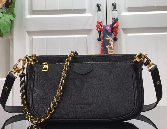 Louis Vuitton Multi Pochette Accessoires Black Monogram Empreinte Leather M80399 Replica