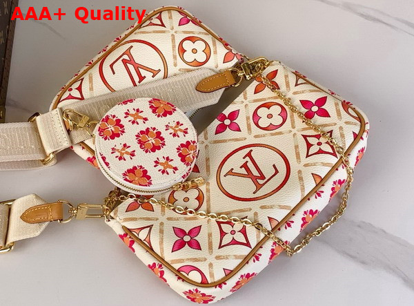 Louis Vuitton Multi Pochette Accessoires Coral Monogram Tiles Coated Canvas Replica