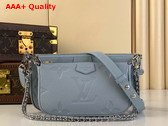 Louis Vuitton Multi Pochette Accessoires Cross Body Bag in Blue Washed Monogram Empreinte Leather M47173 Replica