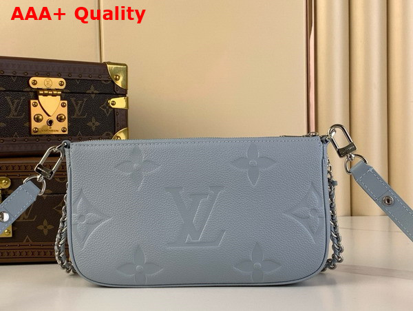 Louis Vuitton Multi Pochette Accessoires Cross Body Bag in Blue Washed Monogram Empreinte Leather M47173 Replica