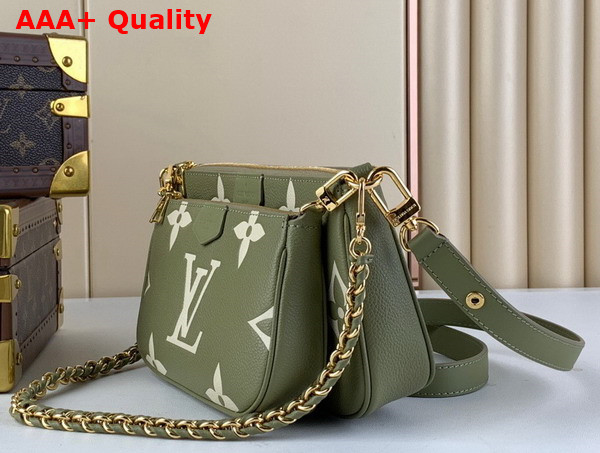 Louis Vuitton Multi Pochette Accessoires Cross Body Bag in Khaki Monogram Empreinte Leather Replica