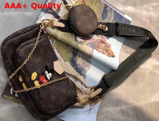 Louis Vuitton Multi Pochette Accessoires Monogram Canvas with Mickey Mouse Print Replica