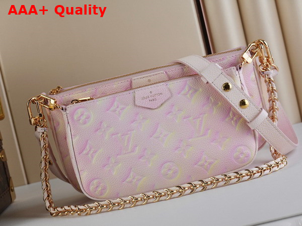 Louis Vuitton Multi Pochette Accessoires Pink Sprayed and Embossed Grained Cowhide Leather M46093 Replica