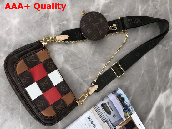 Louis Vuitton Multi Pochette Accessoires in Monogram Canvas Woven with Smooth Colored Leather Replica