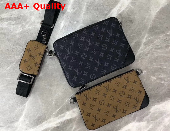 Louis Vuitton Multi Pochette Messenger Bag in Monogram Eclipse Canvas Replica