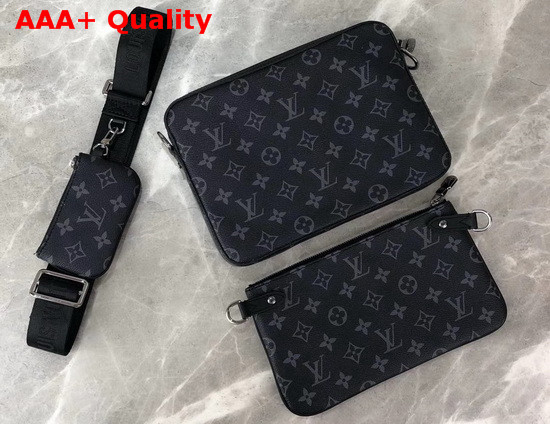 Louis Vuitton Multi Pochette Messenger Bag in Monogram Eclipse Canvas Replica