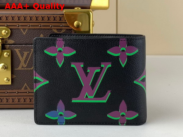 Louis Vuitton Multiple Wallet Black Borealis Calf Leather with the Monogram Spotlight Print M82297 Replica