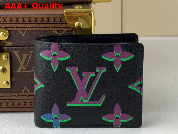 Louis Vuitton Multiple Wallet Black Borealis Calf Leather with the Monogram Spotlight Print M82297 Replica