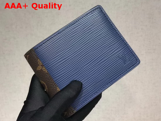 Louis Vuitton Multiple Wallet Blue Epi Leather and Monogram Canvas Replica