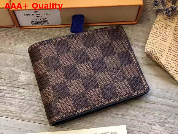 Louis Vuitton Multiple Wallet Damier Ebene Canvas with Matte Cowhide Leather Trim N63167 Replica