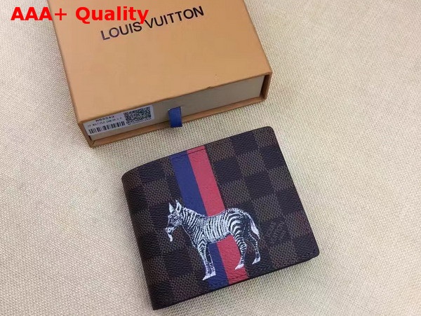 Louis Vuitton Multiple Wallet Damier Ebene Canvas with Zebra Illustration N63343 Replica