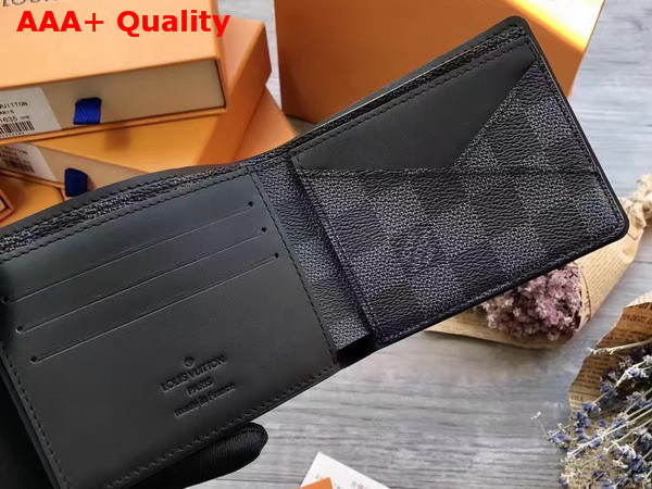 Louis Vuitton Multiple Wallet Damier Graphite Canvas with Neptune Cowhide Leather Trim N63268 Replica