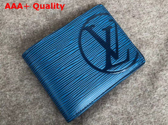 Louis Vuitton Multiple Wallet Epi Bleu Azur LV Circle Signature Replica