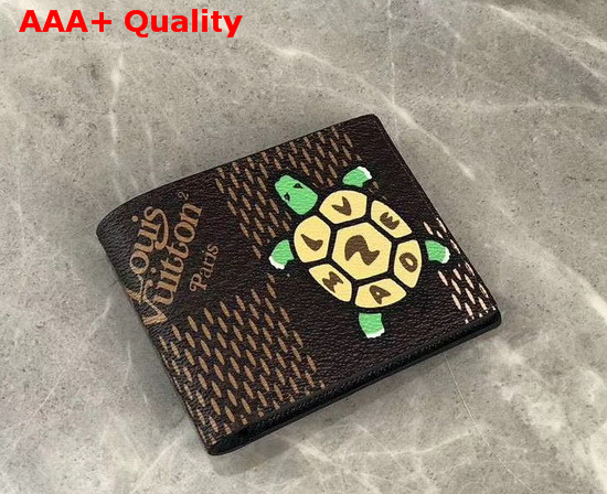 Louis Vuitton Multiple Wallet Giant Damier Ebene Canvas and Featuring a Tortoise with LV Made on His Shell N60396 Replica