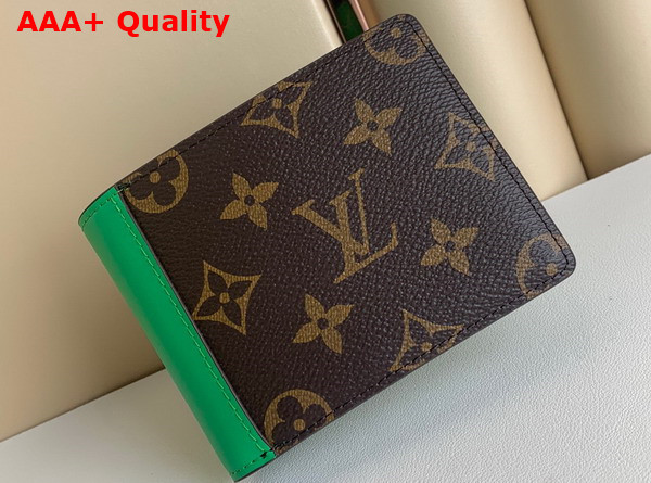 Louis Vuitton Multiple Wallet Monogram Macassar Coated Canvas and Minty Green Cowhide Leather M81537 Replica