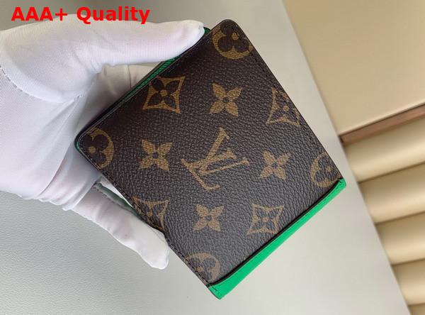 Louis Vuitton Multiple Wallet Monogram Macassar Coated Canvas and Minty Green Cowhide Leather M81537 Replica