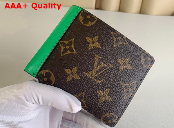 Louis Vuitton Multiple Wallet Monogram Macassar Coated Canvas and Minty Green Cowhide Leather M81537 Replica