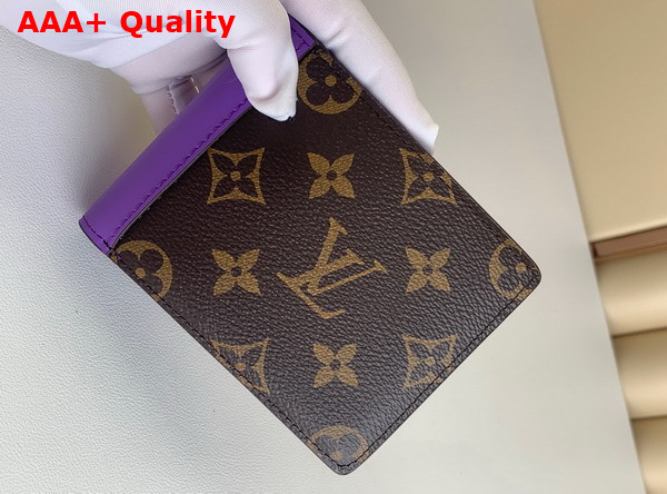 Louis Vuitton Multiple Wallet Monogram Macassar Coated Canvas and Purple Cowhide Leather Replica