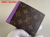 Louis Vuitton Multiple Wallet Monogram Macassar Coated Canvas and Purple Cowhide Leather Replica