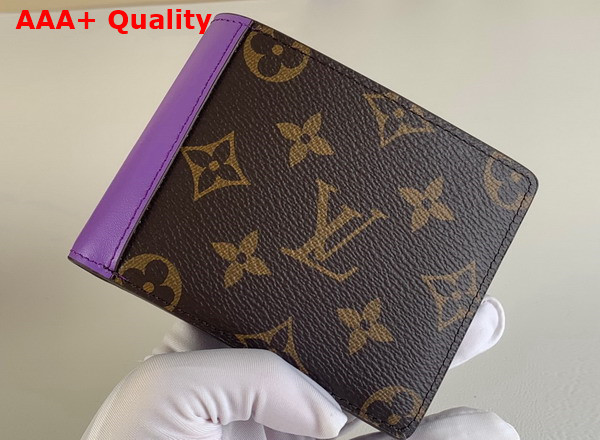 Louis Vuitton Multiple Wallet Monogram Macassar Coated Canvas and Purple Cowhide Leather Replica