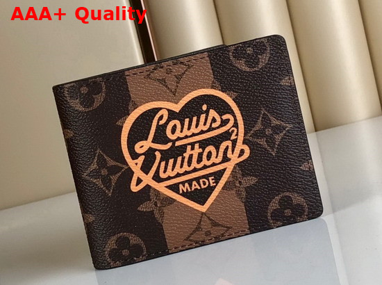 Louis Vuitton Multiple Wallet Monogram Stripes Brown Canvas and Signed with a Heart Print Containing the Words Louis Vuitton Made M81108 Replica