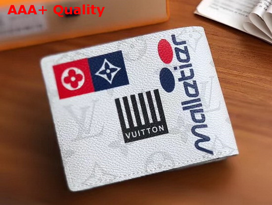 Louis Vuitton Multiple Wallet Monogram White Canvas Decorated with Colorful Printed Stickers M67819 Replica