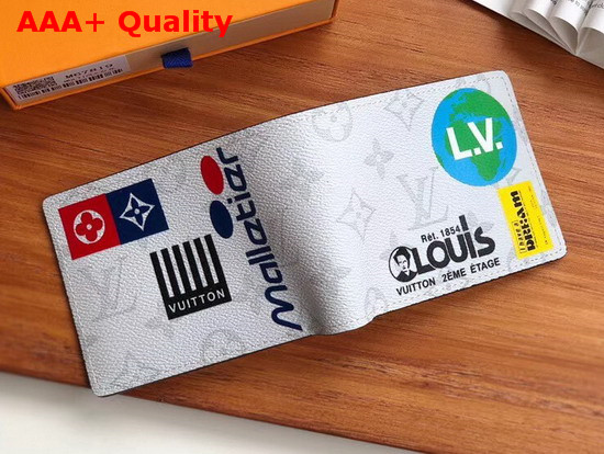 Louis Vuitton Multiple Wallet Monogram White Canvas Decorated with Colorful Printed Stickers M67819 Replica