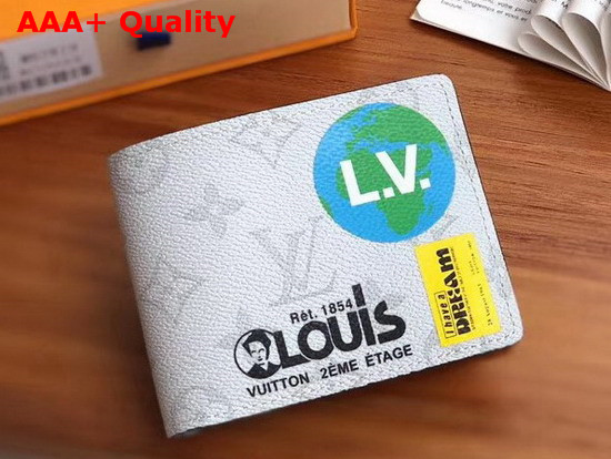 Louis Vuitton Multiple Wallet Monogram White Canvas Decorated with Colorful Printed Stickers M67819 Replica