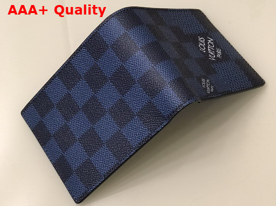 Louis Vuitton Multiple Wallet Navy Blue Damier Graphite 3D Coated Canvas N60433 Replica